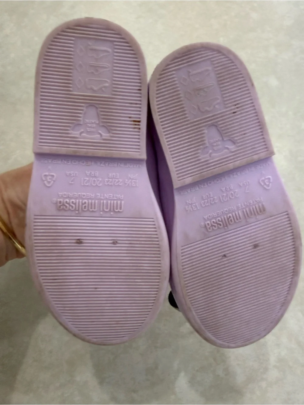 Mini Melissa Lavender Mary Janes with Metallic Bow
